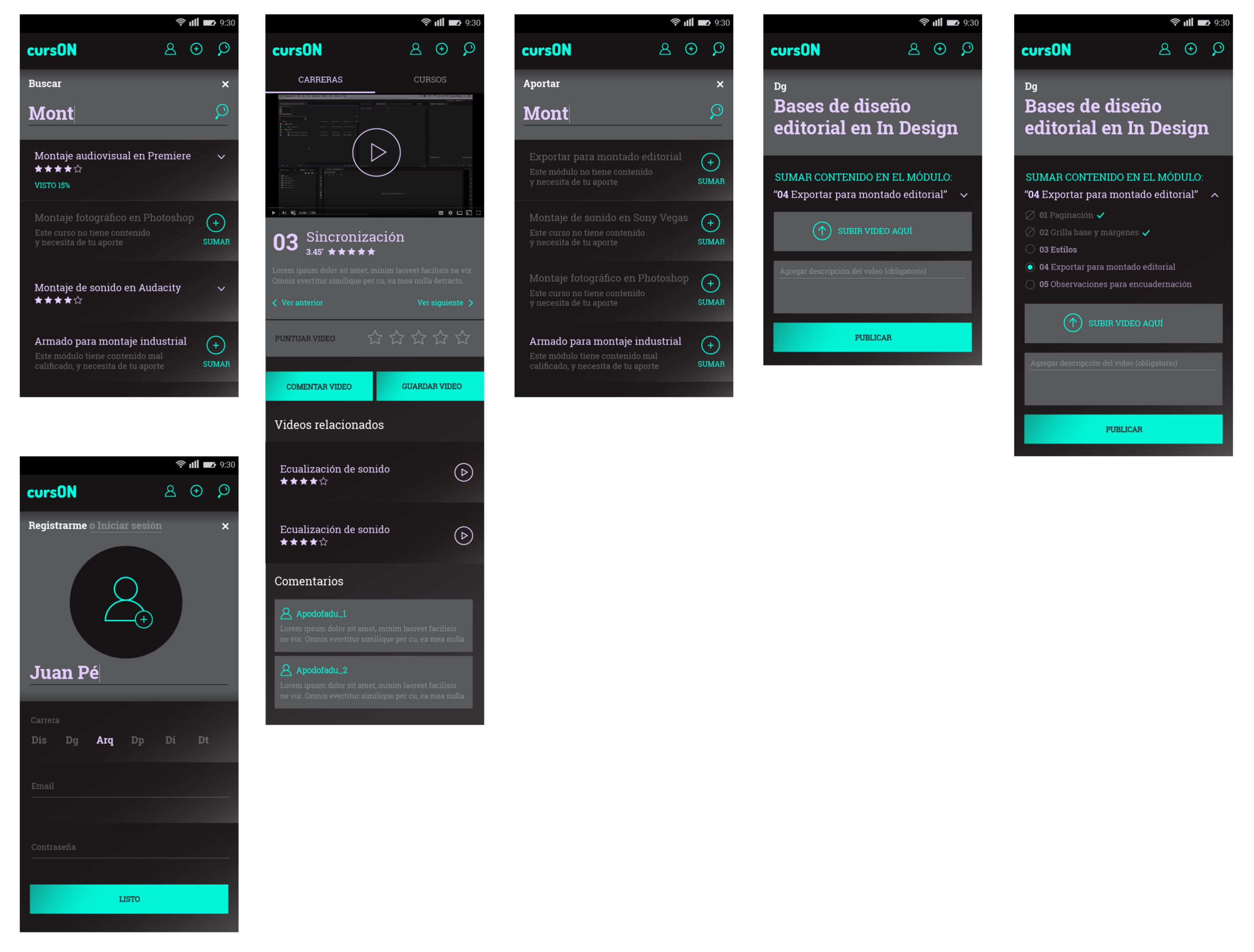 Pantallas app