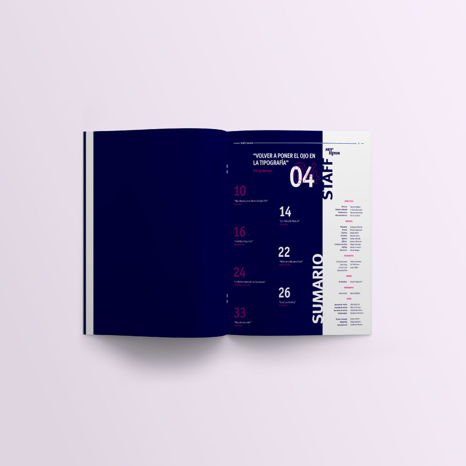 Mockups del indice de revista tipográfica